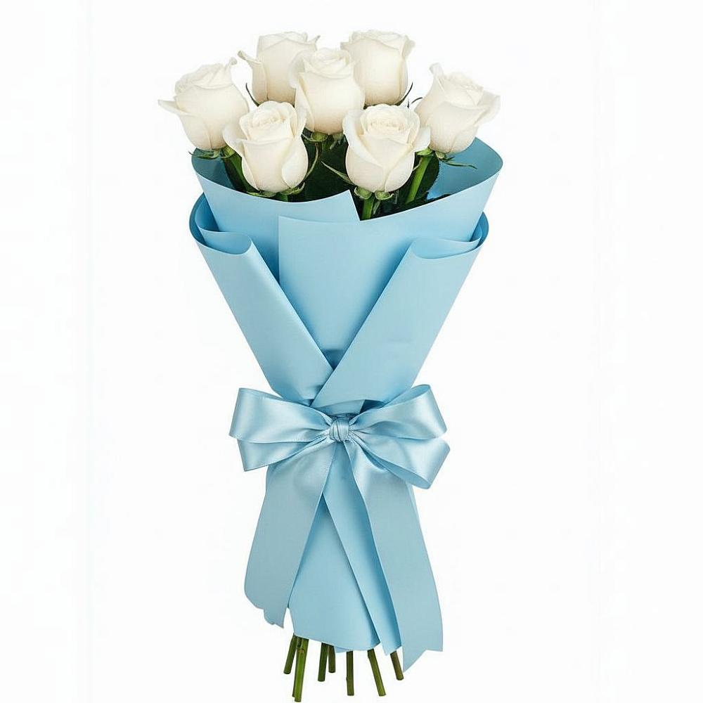 Букет 7 белых роз Проуд в Закаменске