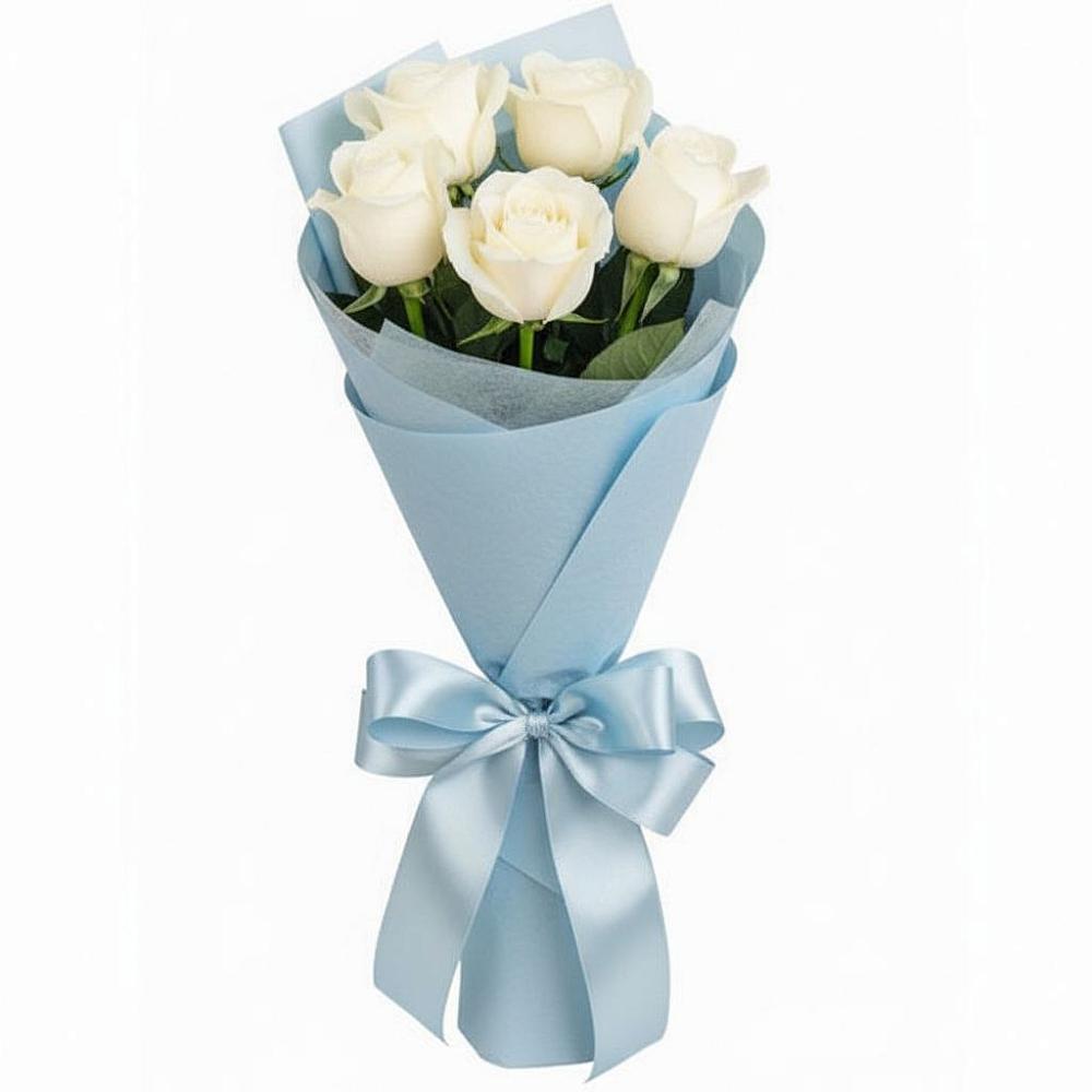 Букет 5 Белых роз Проуд в Закаменске