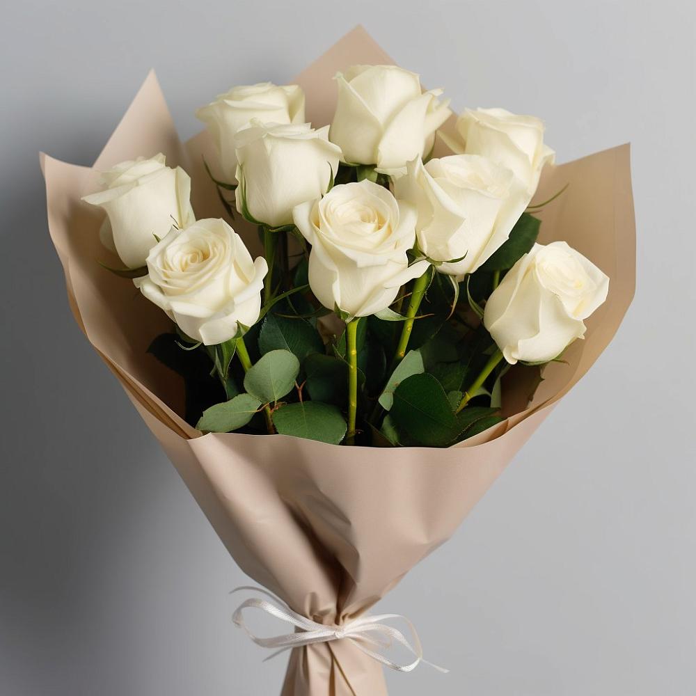 Букет 9 Белых роз Эдлесс Лав в Закаменске