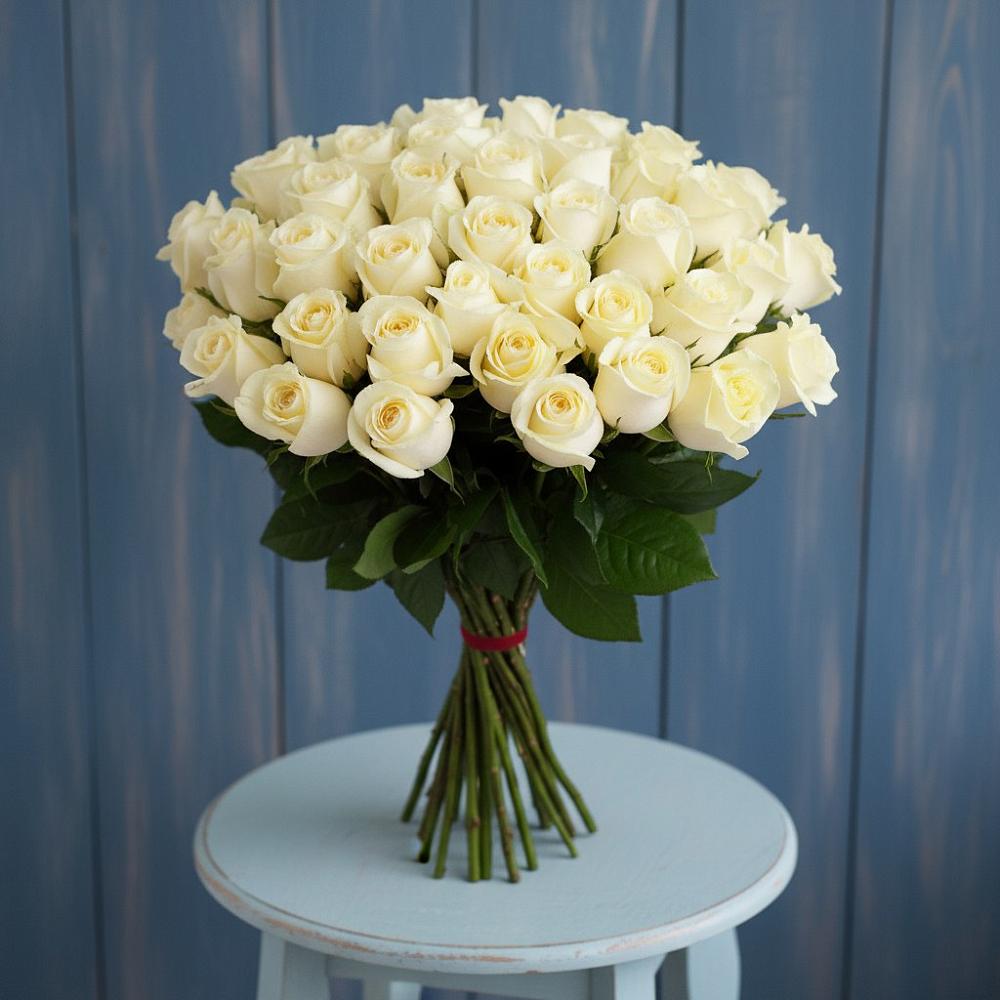 Букет 51 Белая роза Эдлесс Лав в Закаменске