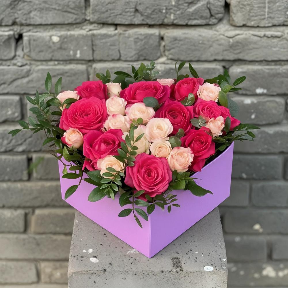 Цветочная композиция из Розы в коробке в Закаменске