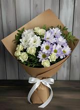 Букет цветов из:  Хризантемы и Розы в Закаменске