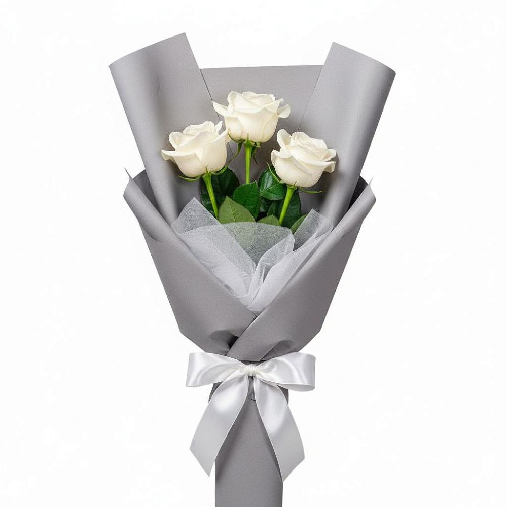 Букет 3 белые розы в Закаменске