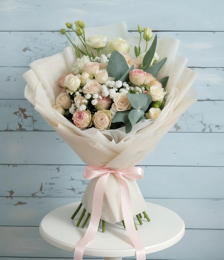 Букет цветов из: Розы и Лизиантусы в Закаменске